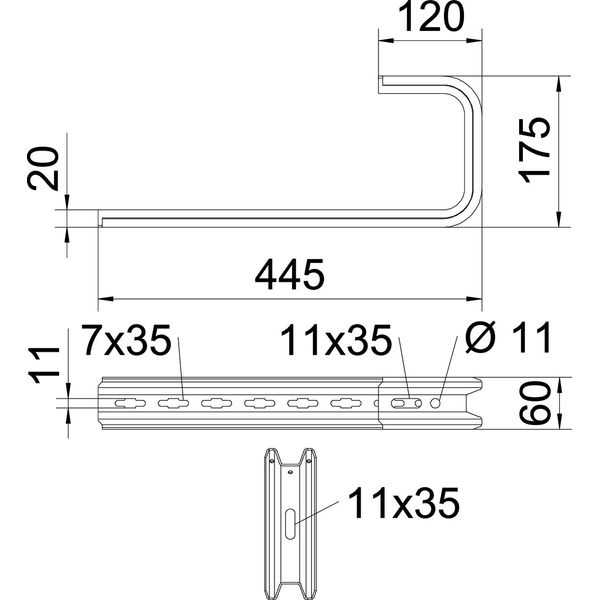 TPD 445 FS Wall and ceiling bracket TP profile B445mm image 2