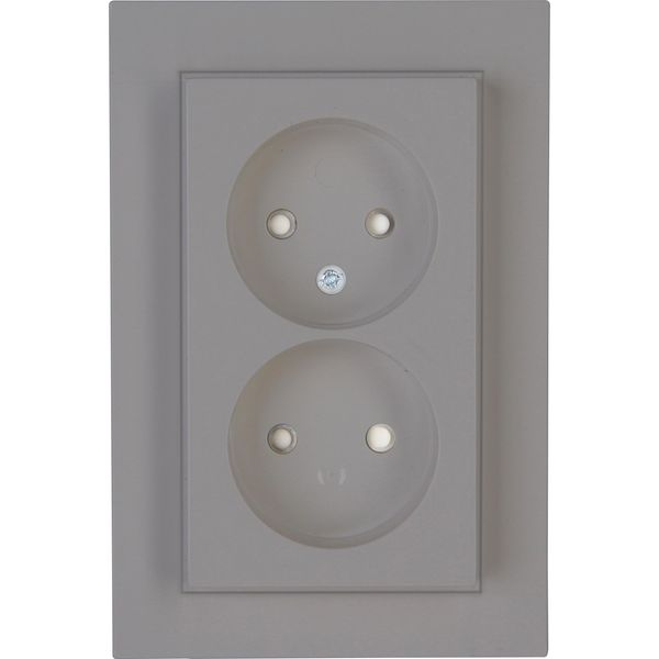 HK07 - Socket without earth, 2-way, increased contact protection, color: steel image 1