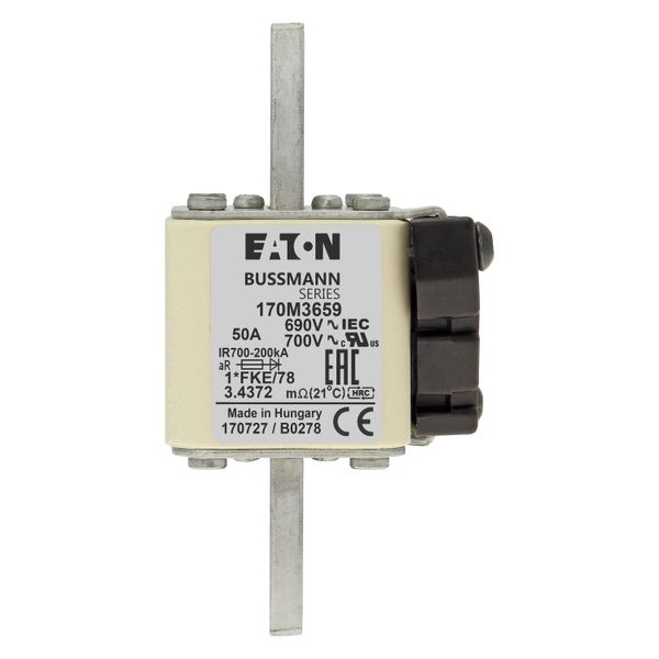 Fuse-link, high speed, 50 A, AC 690 V, compact size 1, 45 x 59 x 110 mm, aR, IEC, UL, single indicator image 16