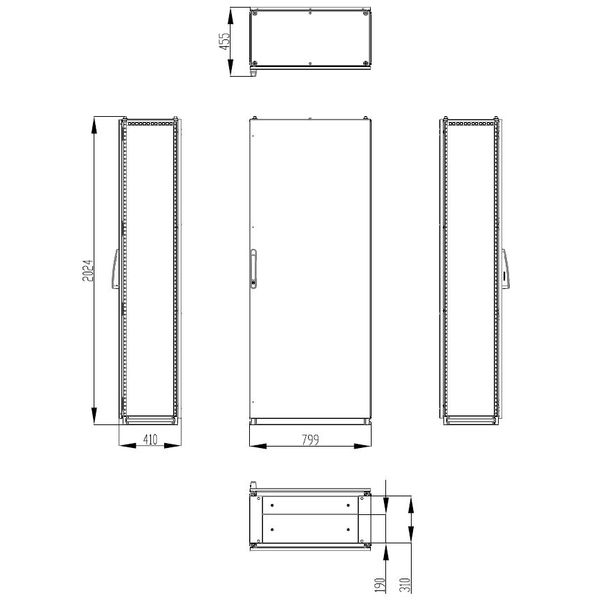 Modular enclosure 1 door IP55 H=2000 W=800 D=400 mm image 2