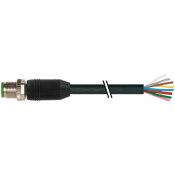 M12 male 0° with cable PVC 8x0.25 bk UL/CSA 15m image 1