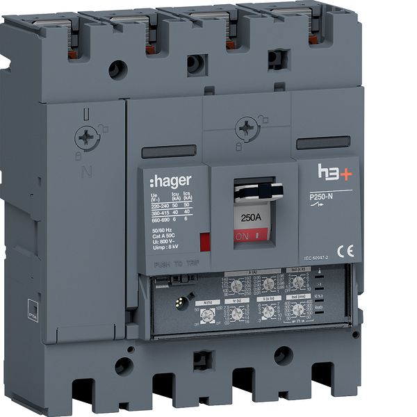 Moulded Case Circuit Breaker h3+ P250 LSI 4P4D N0-50-100% 250A 40kA FT image 1
