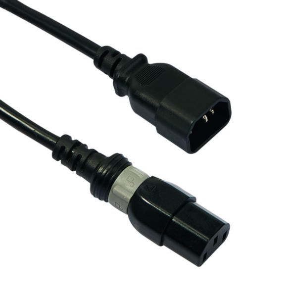 Set of 10 power cords C14 to C13 sockets, length 2m, black locking female plug image 1