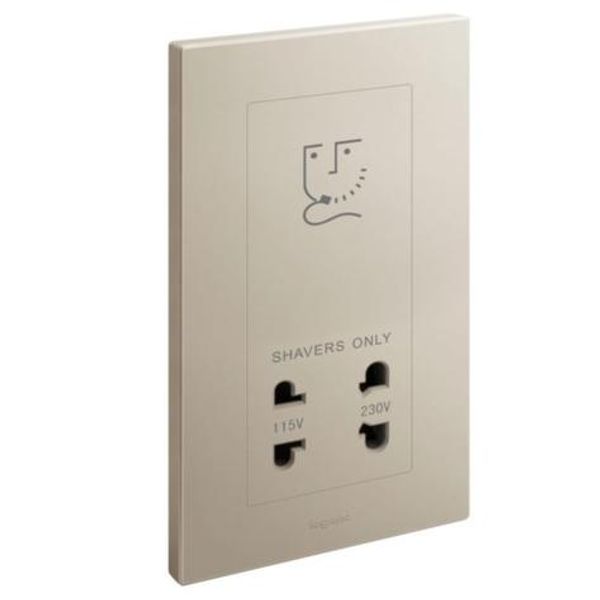 Galion - 2 gangs shaver socket outlet - 2 outputs 110 and 230 volts - Champagne image 1