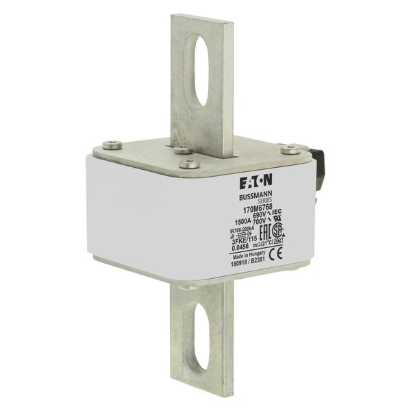 Fuse-link, high speed, 1500 A, AC 690 V, size 3, 76 x 92 x 139 mm, aR, IEC, UL, single indicator image 10