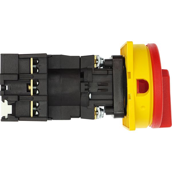 Main switch, P1, 25 A, rear mounting, 3 pole, Emergency switching off function, With red rotary handle and yellow locking ring, Lockable in the 0 (Off image 24