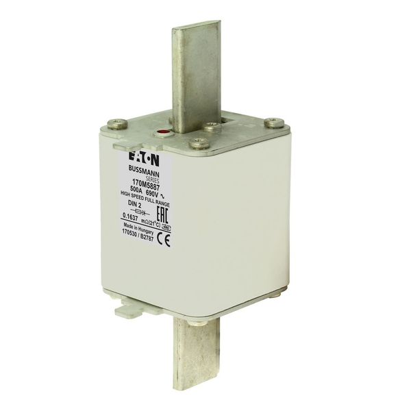 Fuse-link, high speed, 500 A, AC 690 V, DIN 2, 60 x 74 x 150 mm, gR, DIN, IEC, single indicator image 6