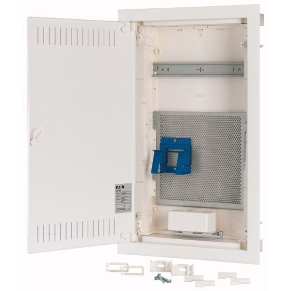Hollow wall compact distribution board, multimedia, 3-rows, super-slim sheet steel door image 3