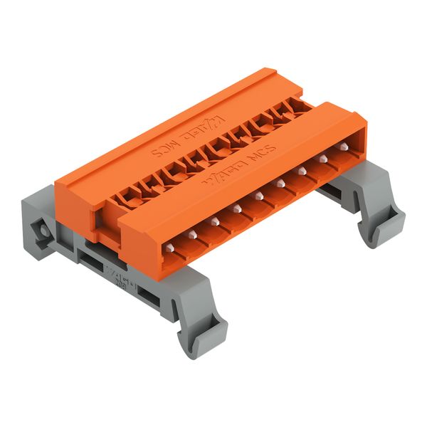 Double pin header DIN-35 rail mounting 9-pole orange image 1