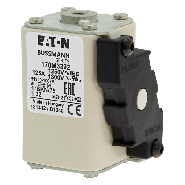 Fuse-link, high speed, 125 A, AC 1250 V, compact size 1, 45 x 59 x 75 mm, aR, IEC, UL, single indicator image 15