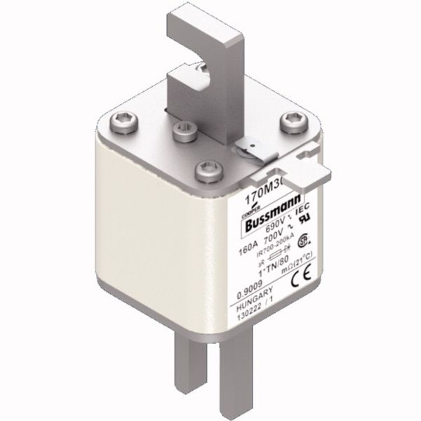 Fuse-link, high speed, 160 A, AC 690 V, compact DIN 1, 45 x 58 x 104 mm, aR, DIN, IEC, single indicator image 3