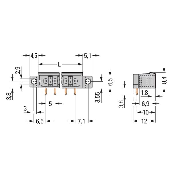 THT male header 1.0 x 1.0 mm solder pin angled gray image 2