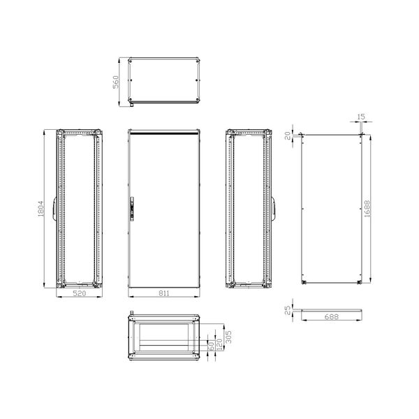 Modular enclosure 1 door IP55 H=1800 W=800 D=500 mm image 3