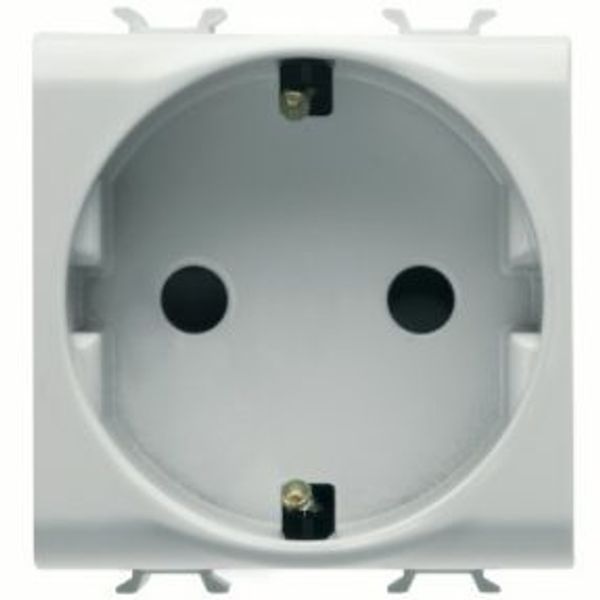 GERMAN STANDARD SOCKET-OUTLET 250V ac - QUICK WIRING TERMINALS - 2P+E 16A - 2 MODULES - SATIN WHITE - CHORUSMART image 1