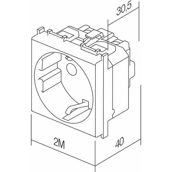 SOCKET SCHUKO+KS+COVER 2P+E 16A 250V~ 2M MM 6218031 image 1