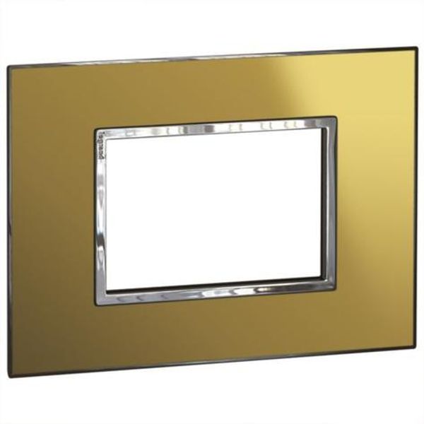 Italian / US standard plate Arteor square version 3 modules - reflective gold image 1