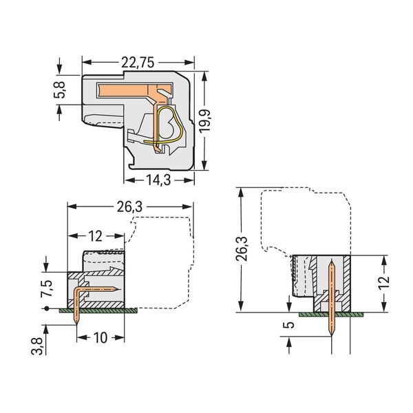 1-conductor female connector, angled CAGE CLAMP® 2.5 mm² light gray image 3