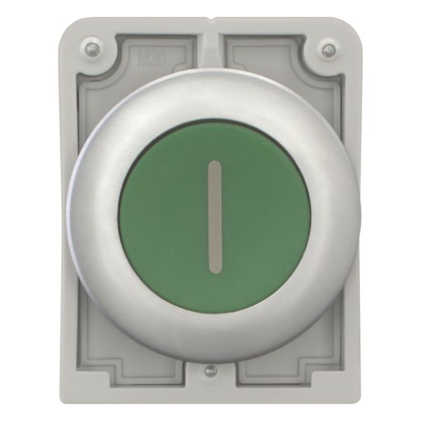 Pushbutton, RMQ-Titan, Flat, momentary, green, inscribed, Metal bezel image 5