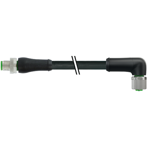 M12 Power male 0° / female 90° K-cod. PUR 5x1.5 bk UL/CSA+drag ch. 10m image 1