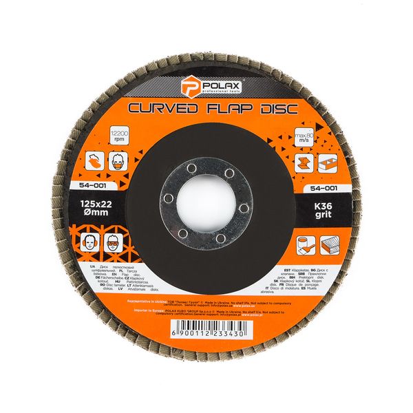 Curved Flap disc 125 * 22мм Abrasive grit K36 image 1