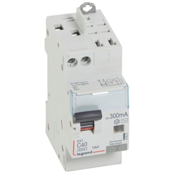 Monoblock differential circuit breaker DX³6000 10kA high screw inlet automatic high outlet U+N 230V~ - 40A - typeAC 300mA image 1