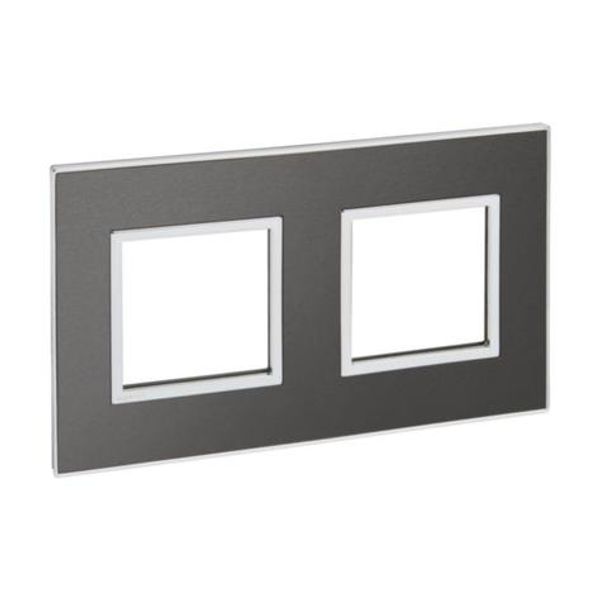 French and German standard plate square version 2x2 modules - brushed metal black image 1