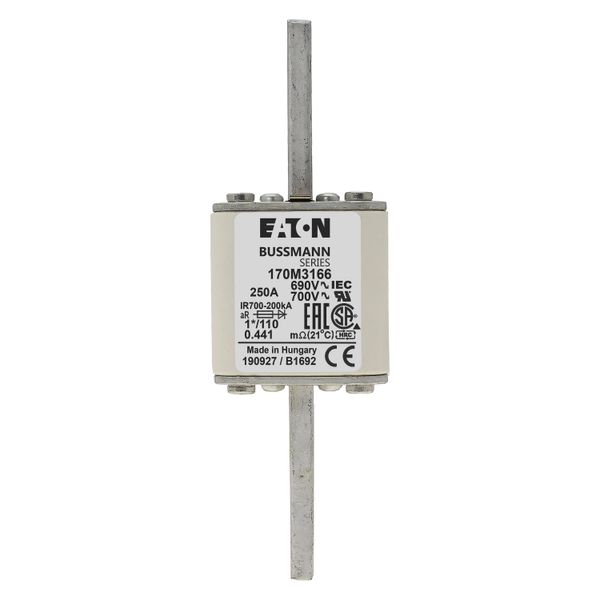 Fuse-link, high speed, 250 A, AC 690 V, compact size 1, 45 x 45 x 134 mm, aR, DIN, IEC, single indicator image 13