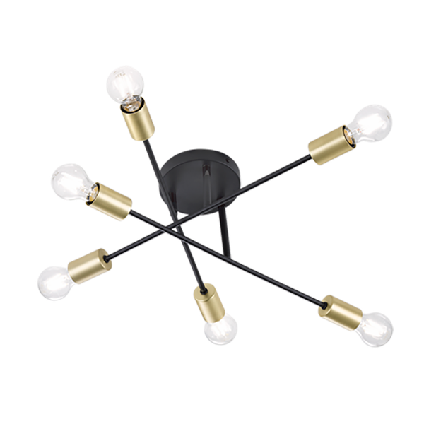 Cross ceiling lamp 6xE27 matt black/gold image 1