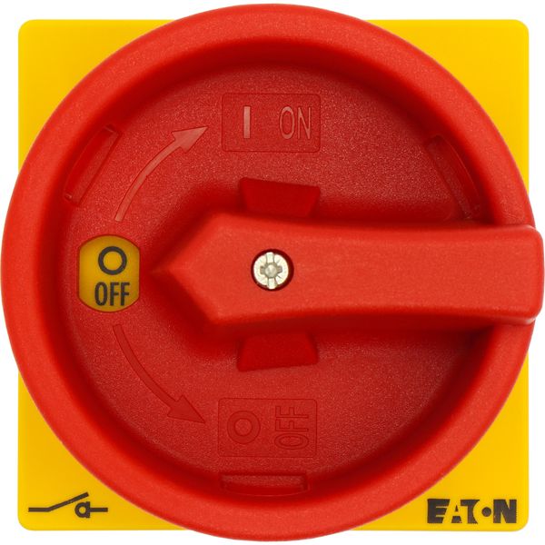 Main switch, T0, 20 A, flush mounting, 2 contact unit(s), 3 pole, Emergency switching off function, With red rotary handle and yellow locking ring, Lo image 36