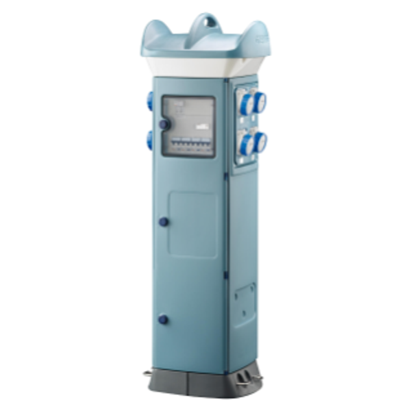 QMC63C - WIRED - FOR CAMPSITE - DOUBLE SIDE TAKE-OFF - 8 SOCKET OUTLET 2P+E 16A - IP55 - LIGHT BLUE image 1