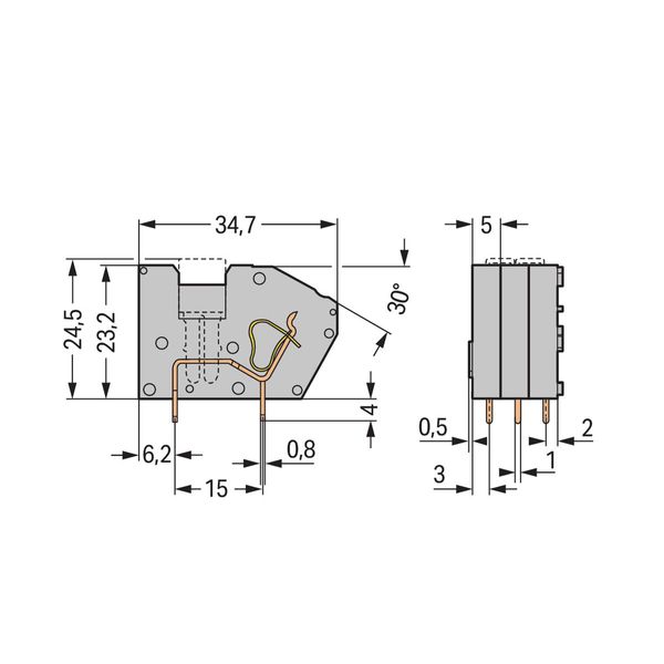 Stackable PCB terminal block with commoning option 2.5 mm² blue image 1