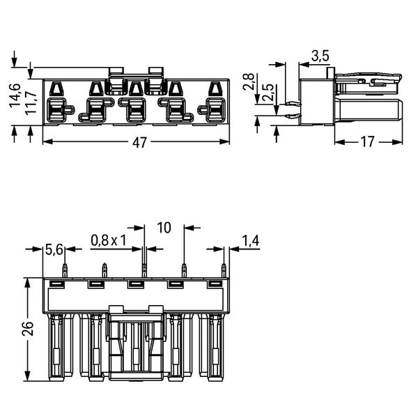 Socket for PCBs straight 5-pole gray image 6