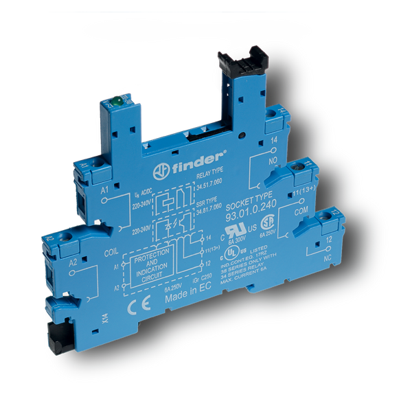 Screw socket blue 6+12+24VDC for 35mm.rail, 34.51/81 (93.01.7.024) image 1