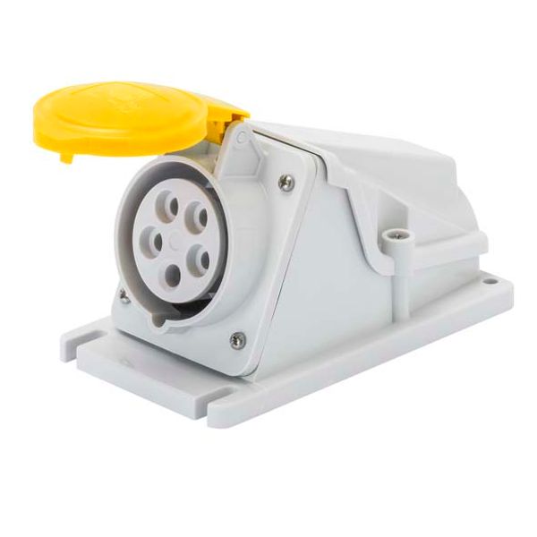 90° ANGLED SURFACE-MOUNTING SOCKET-OUTLET - IP44 - 2P+E 32A 100-130V 50/60HZ - YELLOW - 4H - SCREW WIRING image 1