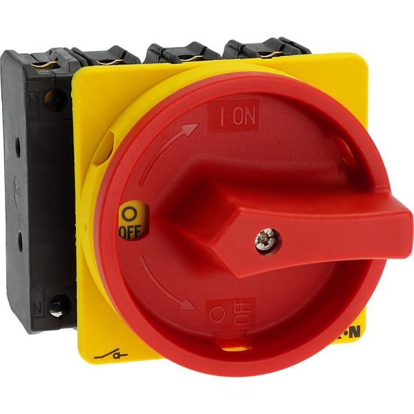 Main switch, P3, 63 A, flush mounting, 3 pole + N, Emergency switching off function, With red rotary handle and yellow locking ring, Lockable in the 0 image 37