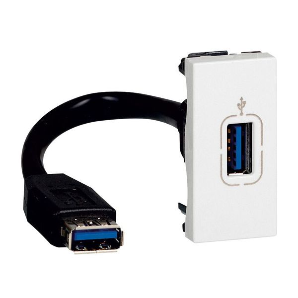 USB 2.0 data female socket Mosaic preterminated 1 module white image 2