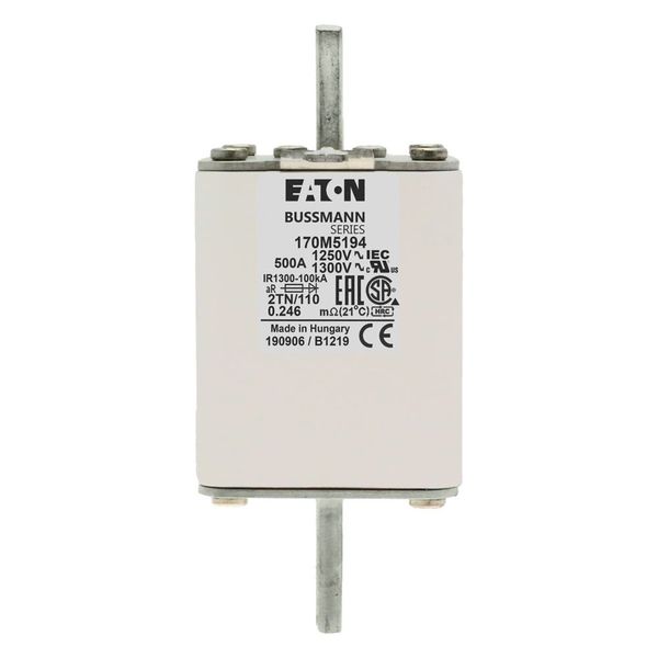 Fuse-link, high speed, 500 A, AC 1250 V, size 2, 61 x 75 x 138 mm, aR, DIN, IEC, type T indicator image 15