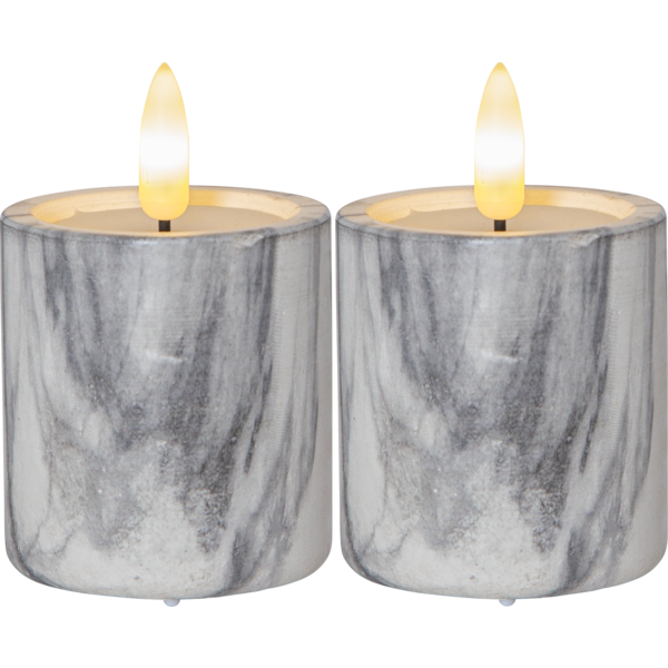 LED Pillar Candle 2P Flamme Marble image 2