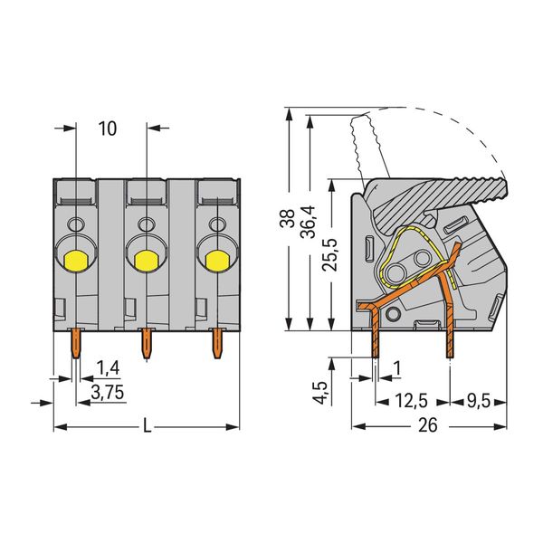 PCB terminal block lever 6 mm² black image 3