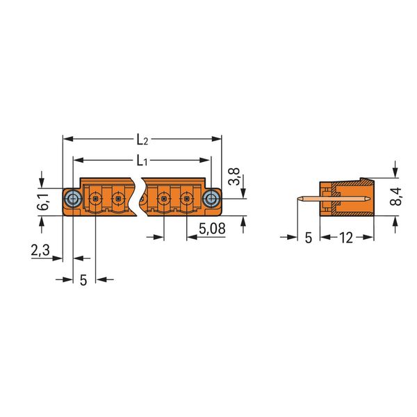 THT male header 1.0 x 1.0 mm solder pin straight orange image 3