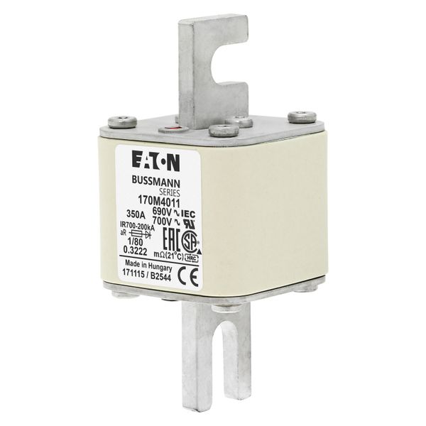 Fuse-link, high speed, 350 A, AC 690 V, DIN 1, 53 x 53 x 108 mm, aR, DIN, IEC, single indicator image 6