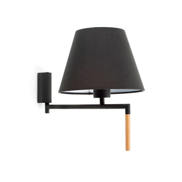 RON DARK GREY WALL LAMP BLACK LAMPSHADE image 1