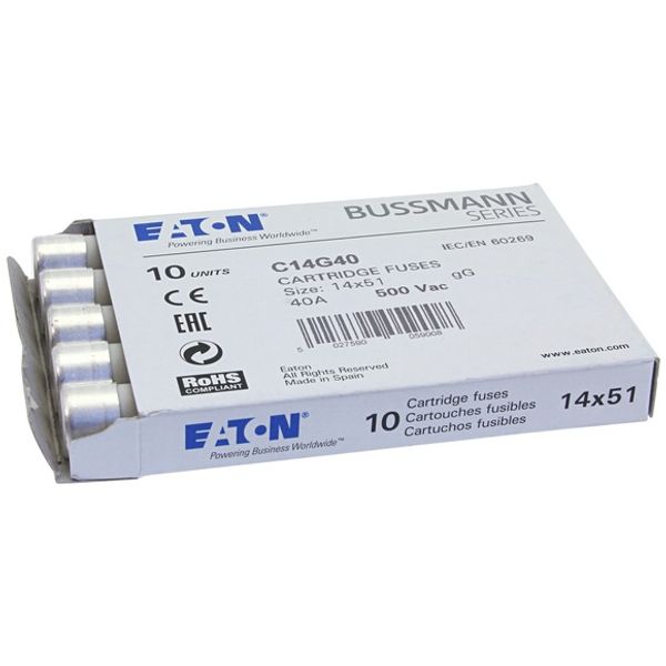 Fuse-link, LV, 40 A, AC 500 V, 14 x 51 mm, gL/gG, IEC image 1