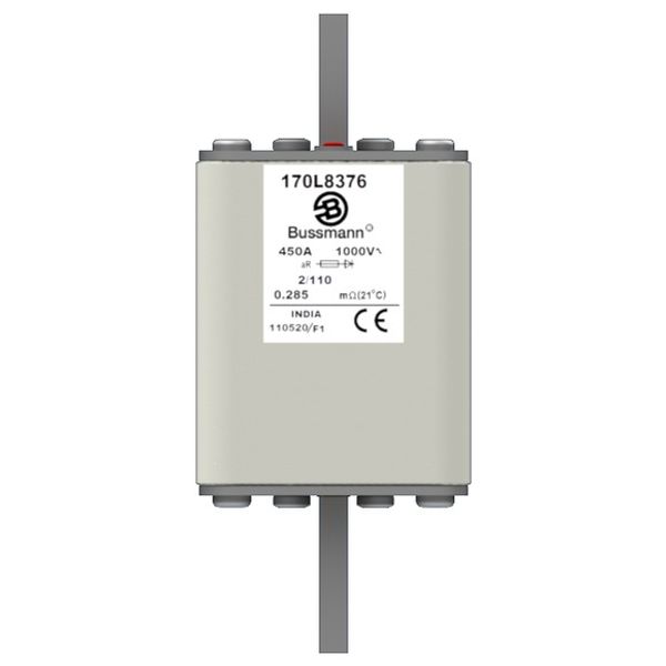 Fuse-link, high speed, 630 A, AC 1000 V, Size 2, 61 x 61 x 141 mm, aR, DIN, IEC, single indicator image 1