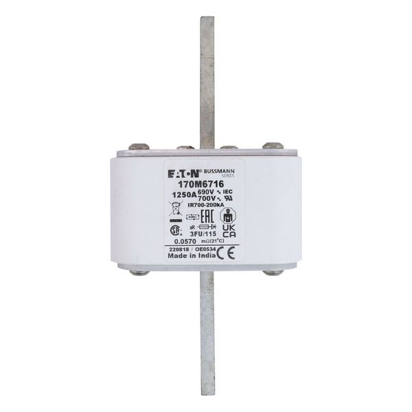 Fuse-link, high speed, 1250 A, AC 690 V, size 3, 67 x 92 x 155 mm, aR, IEC, UL image 4