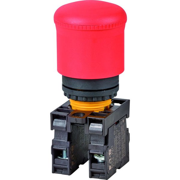 Emergency stop/emergency switching off pushbutton, RMQ-Titan, Mushroom-shaped, 38 mm, Non-illuminated, Pull-to-release function, 1 NC, 1 N/O, Red, yel image 6