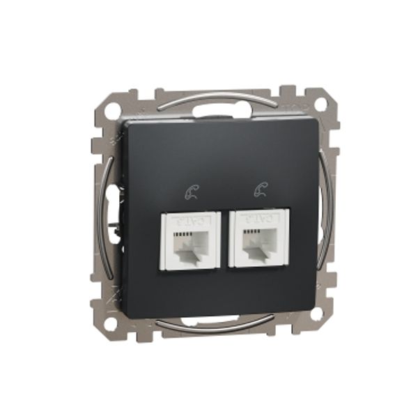 Double Telephone socket, Sedna Design & Elements, RJ11, Anthracite image 3