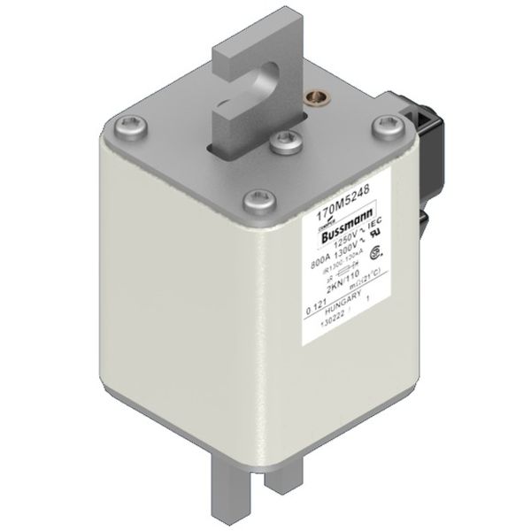 Fuse-link, high speed, 800 A, AC 1250 V, size 2, 61 x 77 x 138 mm, aR, DIN, IEC, single indicator image 4