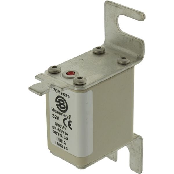 Fuse-link, high speed, 32 A, AC 690 V, DIN 00, 30 x 67 x 100 mm, gR, DIN, IEC, single indicator image 3