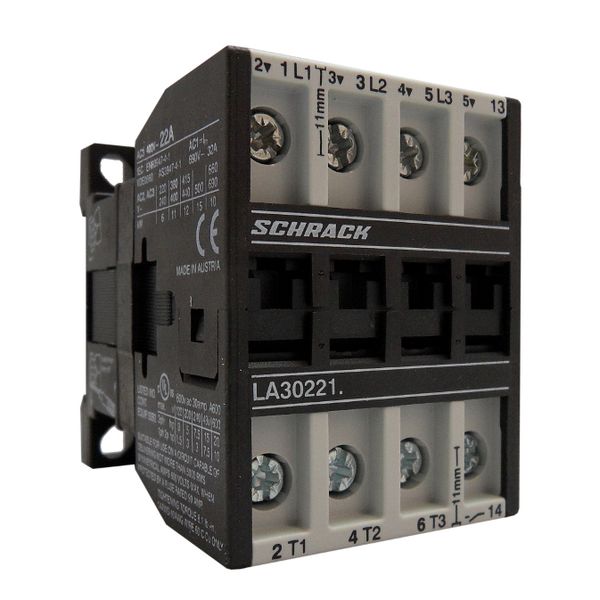 Contactor, 11kW, 22A AC3, 32A AC1, 3-pole, 1NO, 110VAC image 1